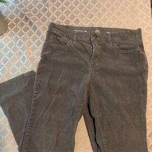 St Johns Bay Womens Corduroy Straight Leg Pants Gray Size 10P Casual